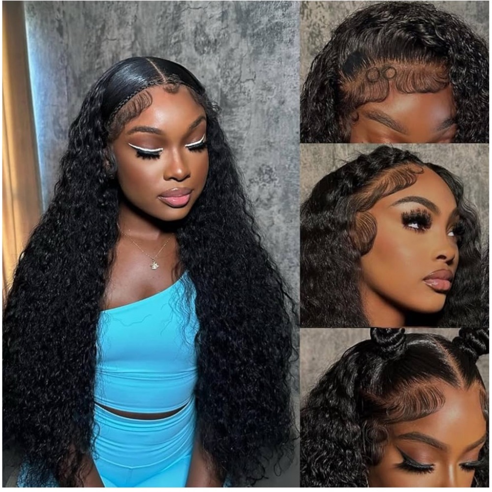 Long Black Curly Lace Front Wig